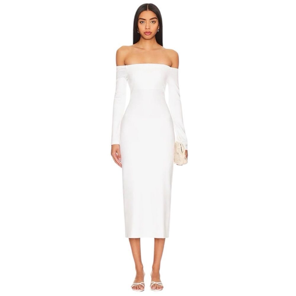 New Enza Costa Off-shoulder Ankle Dress in Off White XS Revolve